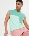 Shop Men's Sun-Kissed Green Color Block Oversized Fit Vest-Front
