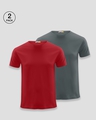 Shop Pack of 2 Men's Bold Red & Nimbus Grey T-shirt-Front