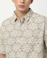 Shop Men's Tan Brown All Over Printed Oversized Shirt