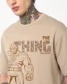 Shop Men's Taupe Brown The Thing Graphic Printed Oversized T-shirt