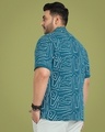 Shop Men's Teal Blue Abstract Lines Printed Oversized Plus Size Shirt-Design
