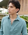 Shop Men's Teal Blue Linen Shirt