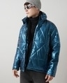 Shop Men's Teal Blue Oversized Puffer Jacket-Front