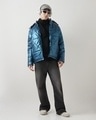 Shop Men's Teal Blue Oversized Puffer Jacket-Full