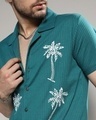 Shop Men's Teal Blue Palm Tree Embroidered Shirt