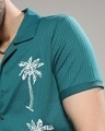 Shop Men's Teal Blue Palm Tree Embroidered Shirt