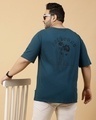 Shop Men's Teal Blue Printed Plus Size T-shirt-Front