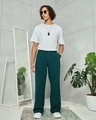 Shop Men's Teal Blue Wide Leg Korean Pants-Full