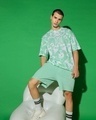 Shop Men's Green & White Tie & Dye Oversized T-shirt-Front