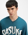 Shop Men's Titan Blue Sasuke Graphic Printed Oversized T-shirt