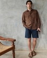 Shop Men's Toffee Brown Cotton Linen Shirt