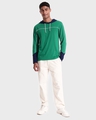 Shop Men's Green & Blue Color Block Hoodie T-shirt-Full
