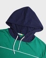 Shop Men's Green & Blue Color Block Hoodie T-shirt