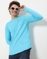 Shop Men's Upbeat Blue Contrast Stitch T-shirt-Front