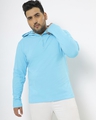 Shop Men's Upbeat Blue Plus Size Henley Hoodie T-shirt-Front