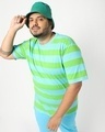 Shop Men's Upbeat Blue Striped Plus Size Oversized T-shirt-Front