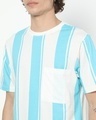 Shop Men's Upbeat Blue Verticle Pocket Stripe Oversized T-shirt