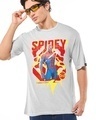 Shop Men's Vapour Blue Spidey Graphic Printed Oversized T-shirt-Front