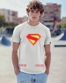 Shop Men's Vapour Blue Superman Logo Graphic Printed T-shirt-Front