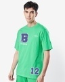 Shop Men's Varsity Green Be Champ Typography Oversized T-shirt-Front