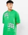 Shop Men's Varsity Green College Dropout Typography Oversized T-shirt-Front