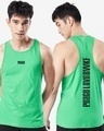 Shop Men's Varsity Green Peace Love Typography Vest-Front