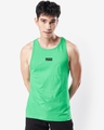 Shop Men's Varsity Green Peace Love Typography Vest-Full