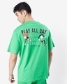 Shop Men's Varsity Green Play All Day Typography Oversized T-shirt-Design