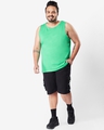 Shop Men's Varsity Green Plus Size Deep Armhole Oversized Vest-Full