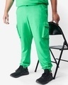 Shop Men's Varsity Green Plus Size Pocket Cargo Joggers-Front