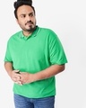 Shop Men's Varsity Green Plus Size Polo T-shirt-Front