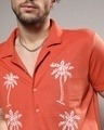 Shop Men's Vermillion Orange Palm Tree Embroidered Shirt
