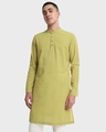 Shop Men's Warm Olive Relaxed Fit Long Kurta-Front