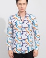 Shop Men's White Abstract Printed Slim Fit Shirt-Front