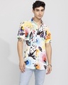 Shop Men's White Abstract Printed Slim Fit Shirt-Front