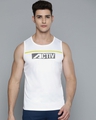 Shop Men's White Activ Typography Slim Fit Vest-Front