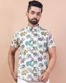 Shop Men's White All Over Elephant Printed Relaxed Fit Shirt-Front