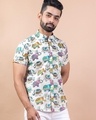 Shop Men's White All Over Elephant Printed Relaxed Fit Shirt-Design