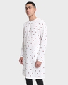 Shop Men's White All Over Matka Printed Relaxed Fit Long Kurta-Front