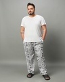 Shop Men's White All Over Newspaper Printed Plus Size Pyjamas-Full