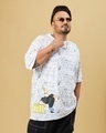 Shop Men's White All Over Printed Oversized Plus Size T-shirt-Front