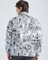 Shop Men's White & Black All Over Printed Oversized Reversible Zipper Puffer Jacket-Design