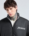 Shop Men's White & Black All Over Printed Oversized Reversible Zipper Puffer Jacket
