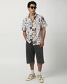 Shop Men's White Garfield All Over Printed Oversized Shirt-Full