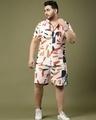Shop Men's White All Over Printed Plus Size Co-ordinates-Front