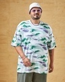 Shop Men's White All Over Printed Oversized Plus Size T-shirt-Front