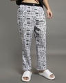 Shop Men's White All Over Printed Pyjamas-Front