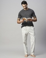 Shop Men's White & Grey All Over Printed Pyjamas