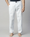 Shop Men's White & Blue All Over Printed Pyjamas-Front
