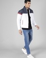 Shop Men's White & Blue Color Block Puffer Jacket